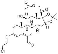 CAS#: 2825-60-7, (11b,16a)-21-(Acetyloxy)-3-(2-chloroethoxy)-9-fluoro-11-hydroxy-16,17-[(1-methylethylidene)bis(oxy)]-20-oxo-Pregna-3,5-diene-6-carboxaldehyde