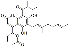 CAS#: 28319-38-2, 6-(3,7-Dimethyl-2,6-octadienyl)-5,7-dihydroxy-4-(1-hydroxypropyl)-8-(2-methylbutyryl)Coumarin 4-acetate