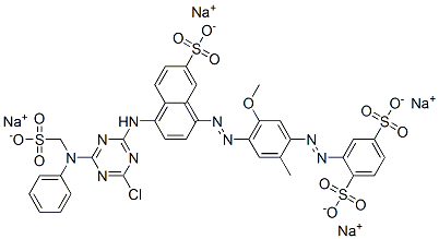 CAS#: 29779-15-5, Tetrasodium 2-[[4-[[4-[[4-Chloro-6-[N-(Sulphonatomethyl)Anilino]-1,3,5-Triazin-2-Yl]Amino]-7-Sulphonato-1-Naphthyl]Azo]-5-Methoxy-O-Tolyl]Azo]Benzene-1,4-Disulphonate