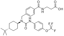 CAS#: 307983-31-9, N-[4-[[[trans-4-(1,1-Dimethylethyl)cyclohexyl][[[4-(trifluoromethoxy)phenyl]amino]carbonyl]amino]methyl]benzoyl]-beta-Alanine