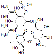 CAS#: 33014-54-9, [(1S,2R,3S,4S,5R,6S)-2,4-Bis(Diaminomethylideneamino)-5-[(2R,3R,4R,5S)-3-[(2S,3S,4S,5R,6S)-4,5-Dihydroxy-6-(Hydroxymethyl)-3-Methylaminooxan-2-Yl]Oxy-4-Hydroxy-4-(Hydroxymethyl)-5-Methyloxolan-2-Yl]Oxy-3,6-Dihydroxycyclohexyl] Dihydrogen Phosphate