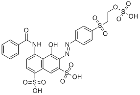 CAS 登录号：33432-08-5， (6E)-4-(苯甲酰基氨基)-5-氧代-6-[[4-(2-磺基氧基乙基磺酰基)苯基]亚肼基]萘-1,7-二磺酸