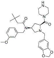 CAS 登录号：334998-36-6， N-[(3S,5S)-1-(1,3-苯并二氧戊环-5-基甲基)-5-(1-哌嗪基羰基)-3-吡咯烷基]-N-[(3-甲氧基苯基)甲基]-3,3-二甲基-丁酰胺