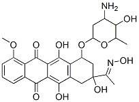 CAS 登录号：33644-59-6， (E)-1-[(2S,4S)-4-(4-氨基-5-羟基-6-甲基四氢吡喃-2-基)氧基-2,5,12-三羟基-7-甲氧基-6,11-二氧代-3,4-二氢-1H-并四苯-2-基]亚乙基-羟基-甲基氯化铵