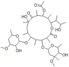CAS 登录号：33955-27-0， [7-羟基-2-(3-羟基丁烷-2-基)-12-(5-羟基-4-甲氧基-4,6-二甲基四氢吡喃-2-基)氧基-10-(3-羟基-4-甲氧基-6-甲基四氢吡喃-2-基)氧基-3,5,7,9,11,13-六甲基-6,14-二氧代-1-氧杂环十四碳-4-基]乙酸酯