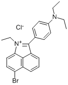 CAS 登录号：34143-51-6， 6-溴-2-(4-(二乙基氨基)苯基)-1-乙基苯并(c,d)吲哚鎓氯化物