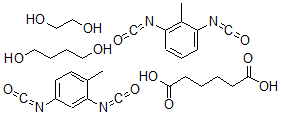 CAS 登录号:34313-71-8, 己二酸与1,4-丁二醇,1,3-二异氰酸-2-甲基苯,1,3-二异氰酸-4-甲基苯和1,2-乙二醇的聚合物