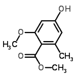 CAS 登录号：3465-63-2， 甲基4-羟基-2-甲氧基-6-甲基-苯甲酸酯