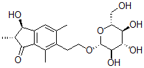 CAS 登录号：35910-17-9， (2R,3R)-3-羟基-2,5,7-三甲基-6-[2-[(2R,3R,4S,5S,6R)-3,4,5-三羟基-6-(羟基甲基)四氢吡喃-2-基]氧乙基]-2,3-二氢茚-1-酮