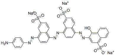 CAS 登录号：3626-40-2， 三钠8-[4-(4-氨基苯基)偶氮-6-磺酸萘-1-基]偶氮-5-[(2E)-2-(1-氧代-4-磺酸萘-2-亚基)肼基]萘-2-磺酸盐