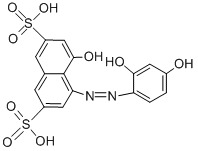 CAS 登录号:3627-01-8, 4-((2,4-二羟基苯基)偶氮)-5-羟基萘-2,7-二磺酸