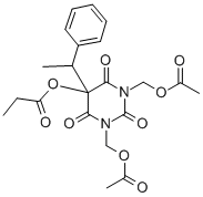 CAS#: 37431-43-9, [1,3-Bis(Acetyloxymethyl)-2,4,6-Trioxo-5-(1-Phenylethyl)-1,3-Diazinan-5-Yl] Propanoate