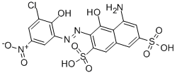 CAS 登录号:3769-62-8, 5-氨基-3-((3-氯-2-羟基-5-硝基苯基)偶氮)-4-羟基萘-2,7-二磺酸