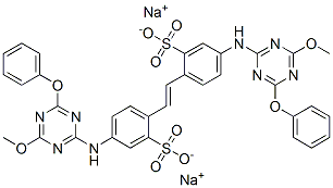 CAS#: 3827-17-6, Disodium 5-[[4-Methoxy-6-(Phenoxy)-1,3,5-Triazin-2-Yl]Amino]-2-[(E)-2-[4-[[4-Methoxy-6-(Phenoxy)-1,3,5-Triazin-2-Yl]Amino]-2-Sulfonatophenyl]Ethenyl]Benzenesulfonate