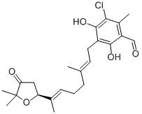 CAS#: 38462-04-3, 5-Chloro-3-[(2E,6E)-7-[(2S)-5,5-Dimethyl-4-Oxooxolan-2-Yl]-3-Methylocta-2,6-Dienyl]-2,4-Dihydroxy-6-Methylbenzaldehyde