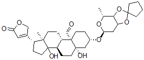 CAS#: 38561-79-4, (3S,5S,8R,9S,10S,13R,17R)-5,14-Dihydroxy-13-Methyl-3-[(4R,6S)-4-Methylspiro[4,6,7,7a-Tetrahydro-3aH-[1,3]Dioxolo[4,5-d]Pyran-2,1'-Cyclopentane]-6-Yl]Oxy-17-(5-Oxo-2H-Furan-3-Yl)-2,3,4,6,7,8,9,11,12,15,16,17-Dodecahydro-1H-Cyclopenta[a]Phenanthrene-10-Carbaldehyde