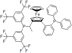 CAS 登录号：387868-06-6， (1R)-1-[(1R)-1-[二[3,5-二(三氟甲基)苯基]膦基]乙基]-2-[2-(二苯基膦基)苯基]-二茂铁