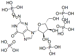 CAS 登录号：38918-96-6， [(2R,3S,4R,5R)-5-(2-氨基-6-氧代-3H-嘌呤-9-基)-4-羟基-2-[[羟基-(羟基-膦酰氧基磷酰)氧基磷酰]氧基甲基]四氢呋喃-3-基]膦酰氢磷酸酯