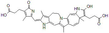 CAS 登录号:39290-30-7, (Z)-2-((4-(2-羧基乙基)-1,5-二氢-3-甲基-5-氧代-2H-吡咯-2-亚基)甲基)-4,5,8,10a-四氢-9-羟基-3,10a,13-三甲基-吡咯并(2,3-d)吡咯并(2'',3'':4',5')环庚并(1',2':4,5)吡咯并(1,2-a)氮杂卓-10-丙酸
