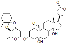 CAS#: 40279-44-5, 3b-[[3-O,4-O-(2-Methylcyclohexylidene)-2,6-Dideoxy-beta-D-Ribo-Hexopyranosyl]Oxy]-5,14-Dihydroxy-19-Oxo-5b-Card-20(22)-Enolide
