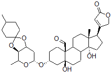 CAS 登录号：40279-46-7， 3b-[[3-O,4-O-(4-甲基环己亚基)-2,6-二脱氧-beta-D-核-己糖吡喃糖苷]氧基]-5,14-二羟基-19-氧代-5b-心甾-20(22)-烯内酯
