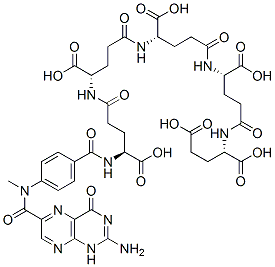 CAS 登录号：41432-72-8， (2S)-2-[[(4S)-4-[[(4S)-4-[[(4S)-4-[[(4S)-4-[[4-[(2-氨基-4-氧代-1H-蝶啶-6-基)甲基-甲酰基-氨基]苯甲酰基]氨基]-4-羧基-丁酰基]氨基]-4-羧基-丁酰基]氨基]-4-羧基-丁酰基]氨基]-4-羧基-丁酰基]氨基]戊烷二酸