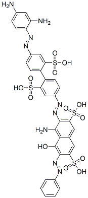 CAS#: 41601-42-7, 4-Amino-3-((4'-((2,4-diaminophenyl)azo)-2,2'-disulfo(1,1'-biphenyl)-4-yl)azo)-5-hydroxy-6-(phenylazo)-2,7-naphthalenedisulfonic acid