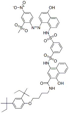 CAS 登录号：42905-20-4， N-[4-[2,4-二(1,1-二甲基丙基)苯氧基]丁基]-1-羟基-4-[[[3-[[[5-羟基-8-[[2-(甲基磺酰基)-4-硝基苯基]偶氮]-1-萘基]氨基]磺酰基]苯基]磺酰基]氨基]-2-萘甲酰胺