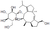 CAS#: 50906-51-9, 1,2,4,5,6,6abeta,7,8,9,10alpha-Decahydro-5alpha-Hydroxy-9alpha-Hydroxymethyl-6alpha,10aalpha-Dimethyl-3-Isopropyldicyclopenta[a,d]Cycloocten-4beta-Yl alpha-D-Glucopyranoside