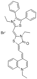 CAS#: 51257-37-5, 3-Ethyl-2-(3-Ethyl-4,5-Diphenyl-Thiazolium-2-Yl-Methylene)-5-[2-(1-Ethyl-1H-Quinolin-4-Ylidene)-Ethylidene]-Thiazolidin-4-One Bromide
