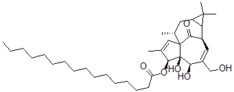 CAS#: 52557-26-3, Palmitic Acid (1aR)-1aalpha,2beta,5,5a,6,9,10,10aalpha-Octahydro-5beta,5abeta-Dihydroxy-4-Hydroxymethyl-1,1,7,9alpha-Tetramethyl-11-Oxo-1H-2alpha,8aalpha-Methanocyclopenta[a]Cyclopropa[e]Cyclodecen-6beta-Yl Ester