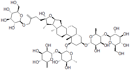 CAS#: 52591-05-6, [3beta-[(4-O-beta-D-Glucopyranosyl-6-Deoxy-alpha-L-Mannopyranosyl)Oxy]-26-(beta-D-Glucopyranosyloxy)-22alpha-Hydroxy-5beta-Furost-25(27)-En-1beta-Yl]2-O-(6-Deoxy-alpha-L-Mannopyranosyl)-beta-D-Glucopyranoside
