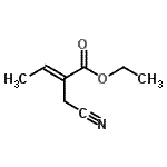 CAS 登录号：54244-77-8， 乙基(2E)-2-(氰基甲基)-2-丁烯酸酯