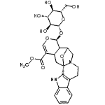 CAS 登录号：54422-49-0， 甲基(1S,17S)-17-(beta-L-吡喃葡萄糖基氧基)-18,23-二氧杂-3,13-二氮杂六环[13.7.1.0<sup>1,13</sup>.0<sup>2,10</sup>.0<sup>4,9</sup>.0<sup>16,21</sup>]二十三碳-2(10),4,6,8,19-五烯-20-羧酸酯
