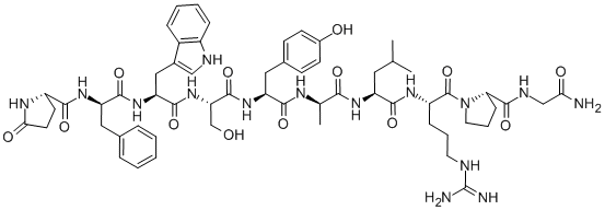 CAS 登录号：54784-44-0， 焦谷氨酰-D-苯丙氨酰-色氨酰-丝氨酰-酪氨酰-D-丙氨酰-亮氨酰-精氨酰-脯氨酰-甘氨酰胺