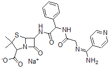 CAS 登录号：55162-26-0， 6alpha-[(R)-2-[2-[(亚氨基-4-吡啶甲基)氨基]乙酰氨基]-2-苯基乙酰氨基]青霉烷酸钠盐