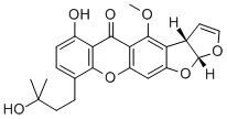 CAS 登录号:55256-55-8, (3aS-顺式)-3a,12a-二氢-6-羟基-9-(3-羟基-3-甲基丁基)-4-甲氧基-5H-呋喃并(3',2':4,5)呋喃并(3,2-b)氧杂蒽-5-酮