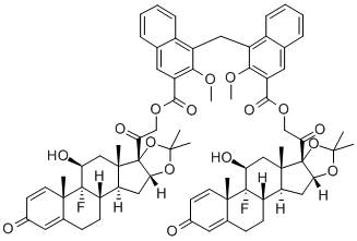 CAS#: 55461-42-2, (11beta,16alpha)-(11'beta,16'alpha)-21,21'-[Methylenebis[(2-Methoxy-1,3-Naphthalenediyl)Carbonyloxy]]Bis[9-Fluoro-11-Hydroxy-16,17-[(1-Methylethylidene)Bis(Oxy)]-Pregna-1,4-Diene-3,20-Dione