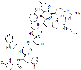 CAS 登录号：55533-06-7， 丙氨酰(6)-去-甘氨酰(10)-促黄体激素释放激素丙基酰胺