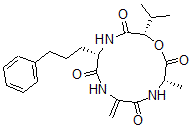 CAS#: 56072-96-9, (3S,9S,12S)-12-Isopropyl-3-methyl-6-methylene-9-(3-phenylpropyl)-1-oxa-4,7,10-triazacyclododecane-2,5,8,11-tetrone