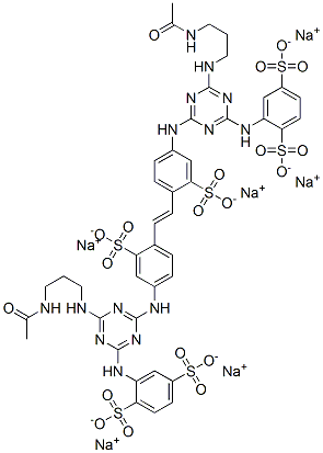 CAS#: 56190-26-2, Hexasodium 2,2'-[Vinylenebis[(3-Sulphonato-4,1-Phenylene)Imino[6-[[3-(Acetylamino)Propyl]Amino]-1,3,5-Triazine-4,2-Diyl]Imino]]Bis(Benzene-1,4-Disulphonate)