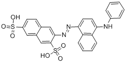 CAS 登录号：57322-42-6， 3-(4-苯胺基-1-萘基偶氮)-2,7-萘二磺酸
