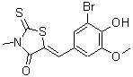 CAS 登录号:58215-51-3, (5Z)-5-(3-溴-4-羟基-5-甲氧基苄亚基)-3-甲基-2-硫代-1,3-噻唑烷-4-酮