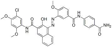 CAS#: 59487-23-9, 4-[[5-[[[4-(Aminocarbonyl)Phenyl]Amino]Carbonyl]-2-Methoxyphenyl]Azo]-N-(5-Chloro-2,4-Dimethoxyphenyl)-3-Hydroxynaphthalene-2-Carboxamide