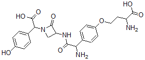CAS 登录号：59511-12-5， 3-[[氨基[4-(3-氨基-3-羧基丙氧基)苯基]乙酰基]氨基]-alpha-(4-羟基苯基)-2-氧代-1-吖丁啶乙酸