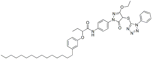CAS#: 6016-51-9, N-[4-[[3-Ethoxy-4,5-Dihydro-5-Oxo-4-[(1-Phenyl-1H-Tetrazol-5-Yl)Thio]-1H-Pyrazol]-1-Yl]Phenyl]-2-(3-Pentadecylphenoxy)Butanamide