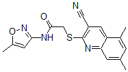 CAS#: 602325-02-0, 2-[(3-Cyano-5,7-Dimethyl-2-Quinolinyl)Thio]-N-(5-Methyl-3-Isoxazolyl)-Acetamide