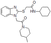 CAS#: 606110-04-7, N-Cyclohexyl-2-[[1-[2-(4-Methyl-Piperidin-1-Yl)-2-Oxoethyl]-1H-Benzo[d]Imidazol-2-Yl]Thio]-Acetamide