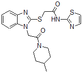 CAS#: 606110-17-2, 2-[[1-[2-(4-Methyl-Piperidin-1-Yl)-2-Oxoethyl]-1H-Benzo[d]Imidazol-2-Yl]Thio]-N-Thiazol-2-Yl-Acetamide