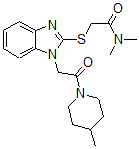 CAS#: 606110-23-0, N,N-Dimethyl-2-[[1-[2-(4-Methyl-Piperidin-1-Yl)-2-Oxoethyl]-1H-Benzo[d]Imidazol-2-Yl]Thio]-Acetamide